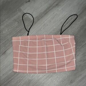 Pink Grid Pattern Tube Top